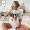 thumbnail image 1 of Coquette Girly USA T-shirt, American Girl, Jesus Style, Memorial Day, 4th of July, Retro Faith and Freedom Shirt, 1 of 5