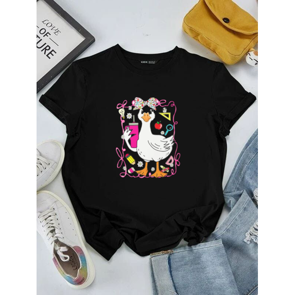 Coquette Goose with Bow and Back to School Classroom Stuff Unisex T-shirt up to size 5XL