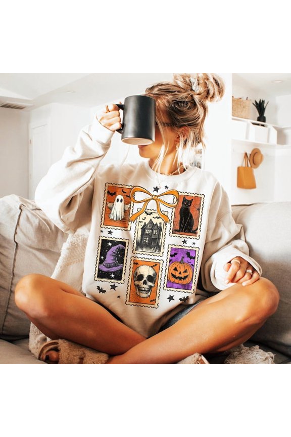 Coquette Halloween fall Ghost boho Sweatshirt girly Pink Pumpkin Sweatshirt Boho Floral Fall Sweatshirt Halloween Sweatshirt spooky Season Sweatshirt popular now