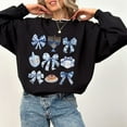 thumbnail image 1 of Coquette Hanukkah Sweatshirt, Bow Design, Retro Jewish Humor Print, Unisex Adult, Casual Everyday Wear, SIZE S-4XL Black, 1 of 4