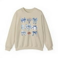 thumbnail image 1 of Coquette Hanukkah Sweatshirt, Bow Design, Retro Jewish Humor Print, Unisex Adult, Casual Everyday Wear, SIZE S-4XL Sand, 1 of 4