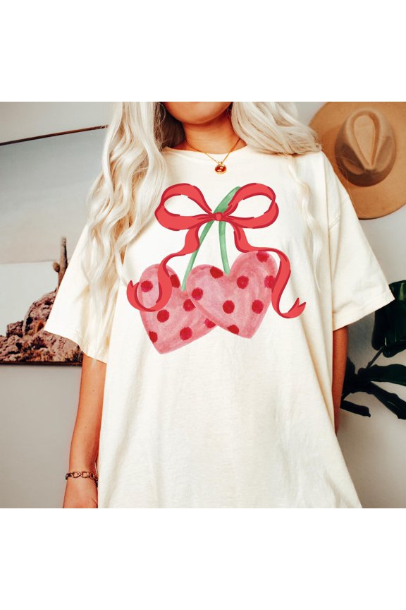 Coquette Hearts Bow Shirt: Trendy Oversized Tee All Size S-5XL