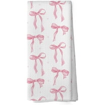Coquette Kitchen Towels - Pink Preppy Bow Girly Dish Towels,Cute Trendy Funky Bowknot Decorative Absorbent Dishcloths Hand Towels for Kitchen Home Bathroom Girls Drom Decor 18x26 Inches