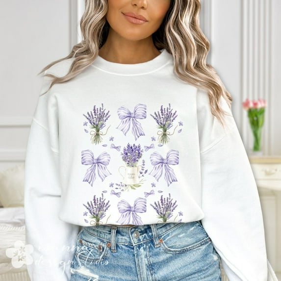 Coquette Lavender sweatshirt Cottagecore Botanical Flower shirt Gardener mom sweater women mothers day birthday Tshirt All Size S-5XL