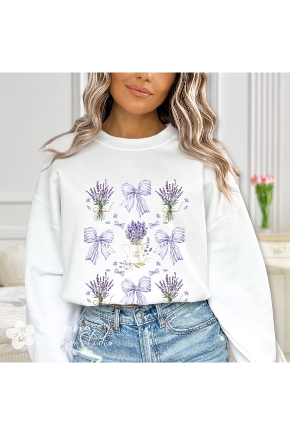 Coquette Lavender sweatshirt Cottagecore Botanical Flower shirt Gardener mom sweater women mothers day birthday Tshirt All Size S-5XL