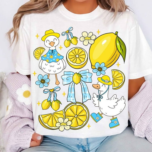 Coquette Lemon Goose Summer Shirt, Preppy Lemon Tee, Girly Summer Shirt, Easy Peasy Lemon Tee, Cute Citrus Shirt, Aesthetic Summer Outfit