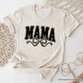 thumbnail image 1 of Coquette Leopard Mama T-Shirt, Retro Bow Varsity Tee for Trendy Moms, 1 of 6