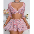 thumbnail image 1 of Coquette Lingerie Skirt Set Floral Babydoll Pink, 1 of 5