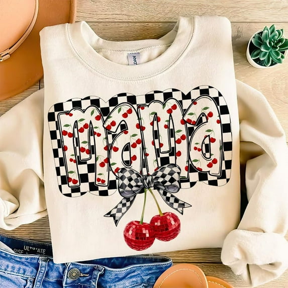 Coquette Mama Sweatshirt, Cherry Bow Mom Shirt, Soft Girl Aesthetic Sweatshirt, Girly Ribbon Mother's Day Shirt, Cute Mom Outfit
