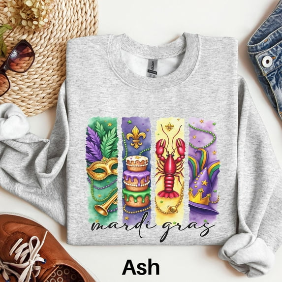 Coquette Mardi Gras Sweatshirt, Louisiana Crawfish King Cake Sweater, Carnival Party Sweatshirt, Women New Orleans Outfit, Nola Sweater 1868018603