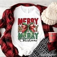 thumbnail image 1 of Coquette Merry Christmas Bow T-Shirt, Festive Leopard Holiday Tee, 1 of 5