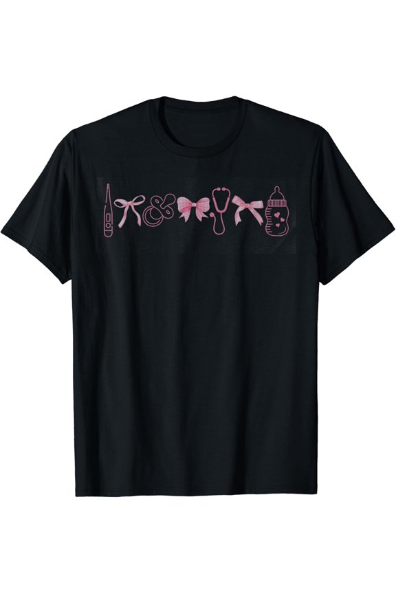 Coquette Mother Baby Nurse Graduation Postpartum Rn Nicu T-Shirt Size S-5XL