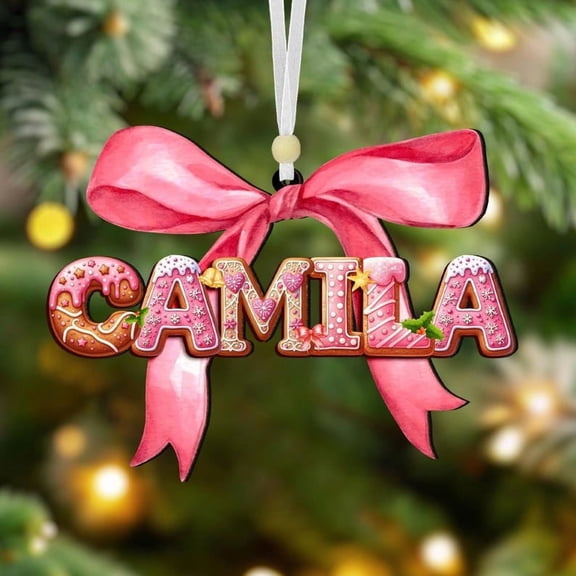 Coquette Name Christmas Ornament 2025, Pink Gingerbread Alphabet Decor, Personalized Holiday Ornament for Girls, Cute Gift for Baby, Mom, Sister or Cousin