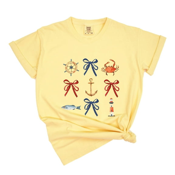 Coquette Nautical Collage - Women's Garment Dyed Tee
