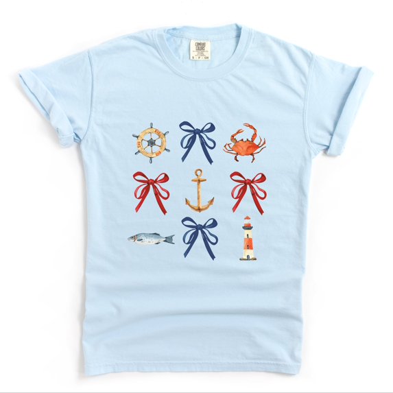Coquette Nautical Collage - Women's Garment Dyed Tee