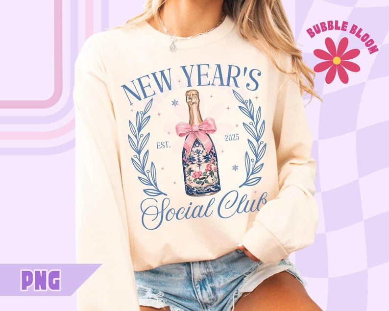 Coquette New Year Sweatshirt, Preppy New Year 2025 Sweatshirt TH