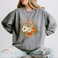 thumbnail image 1 of Coquette Orange Bow Fall Floral - Women's Lightweight Garment Dyed Sweatshirt, 1 of 14