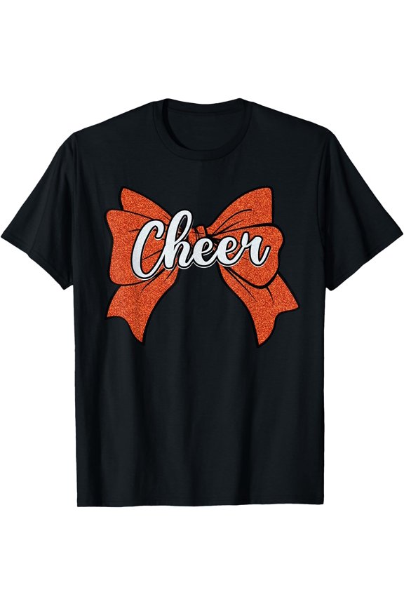 Coquette Orange Cheer Bow Sport Cheerleader Cheerleading T-Shirt, Unisex T-Shirt