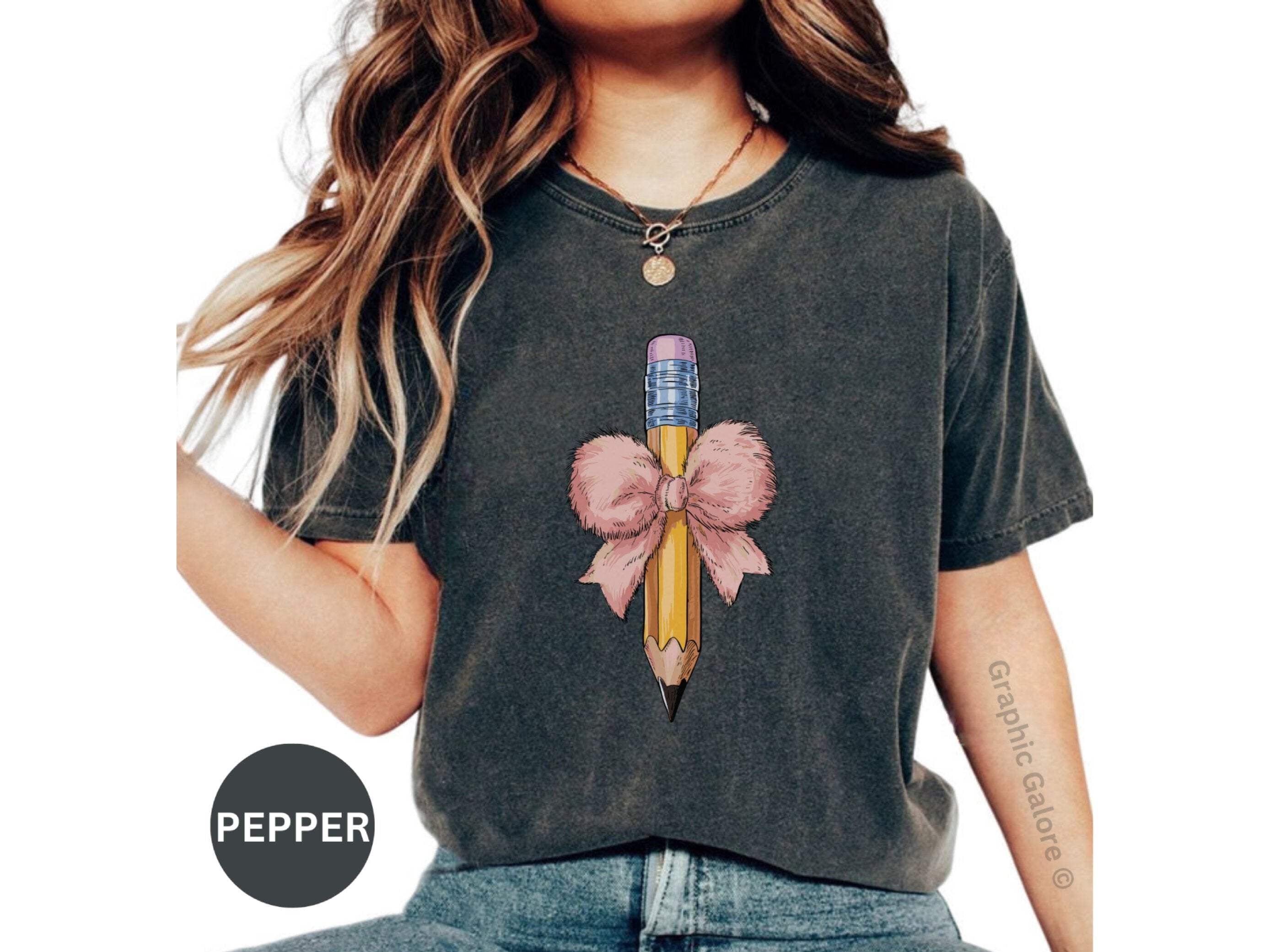 Sweet Wink Pencil Bow Sequin Patch T-Shirt