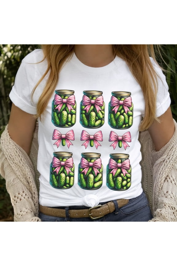 Coquette Pickles Shirt for Women, Pickle Lover Birthday Shirt, Cute Pickle Crewneck Tshirt, Homemade Pickle T-Shirt, Girl Pickle Jar Tee