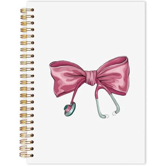Coquette Pink Bow Nurses Spiral Notebook, Nurse Appreciation Gifts Journaling Notebooks, Nurse Week Day Gifts Journal for Writing, Preppy Nursing Notebooks for Note Taking, 5.5x8.3 Inch