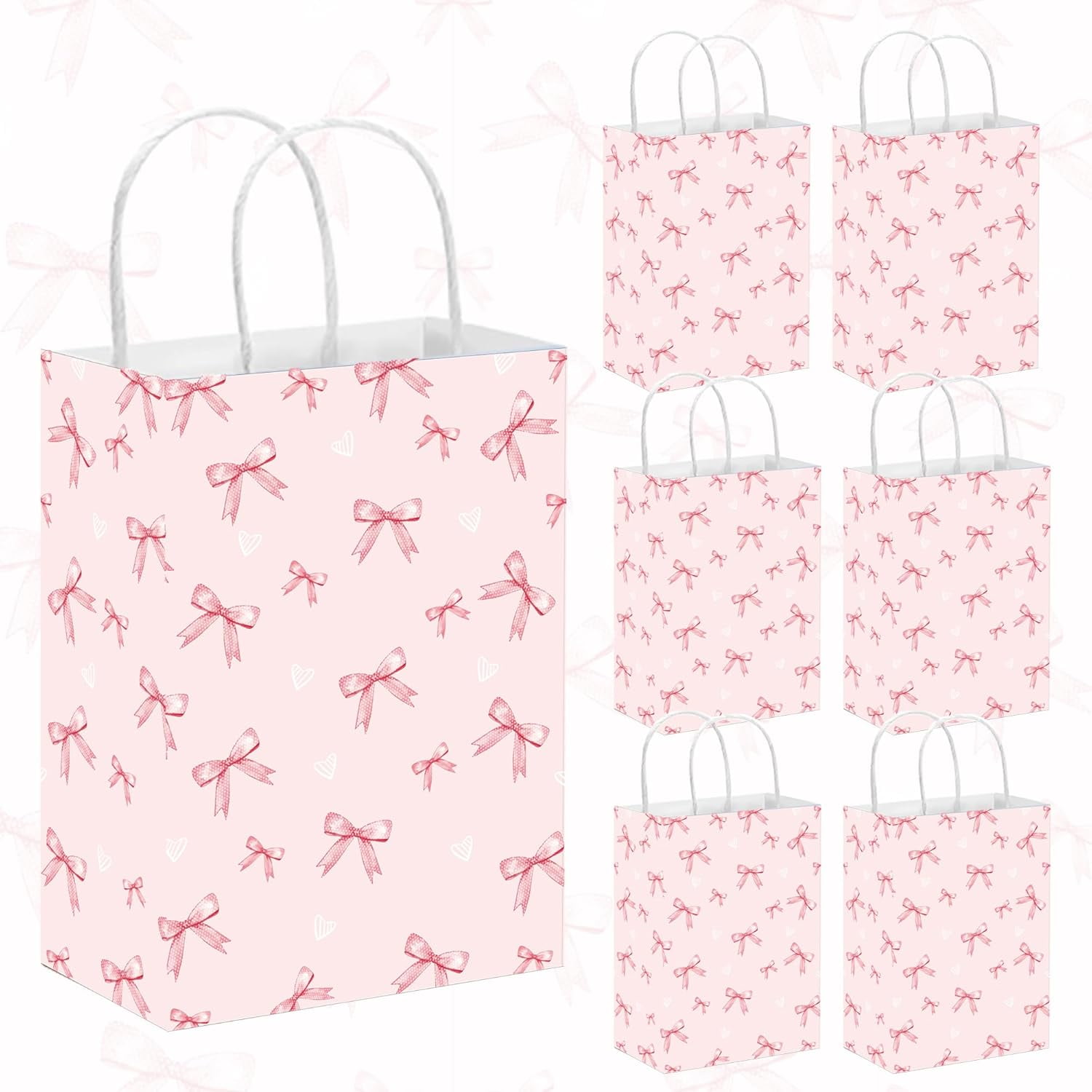 Coquette Pink Bow Paper Gift Bags 12 Pcs Women Birthday Party Favor ...