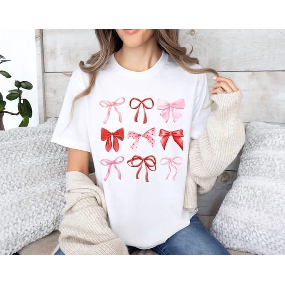 Coquette Pink Bow Sweatshirt For Women, Cute Coquette Top, Trendy Crewneck for Women, Coquette Shirt, Girly Shirt ,First Mothers Day