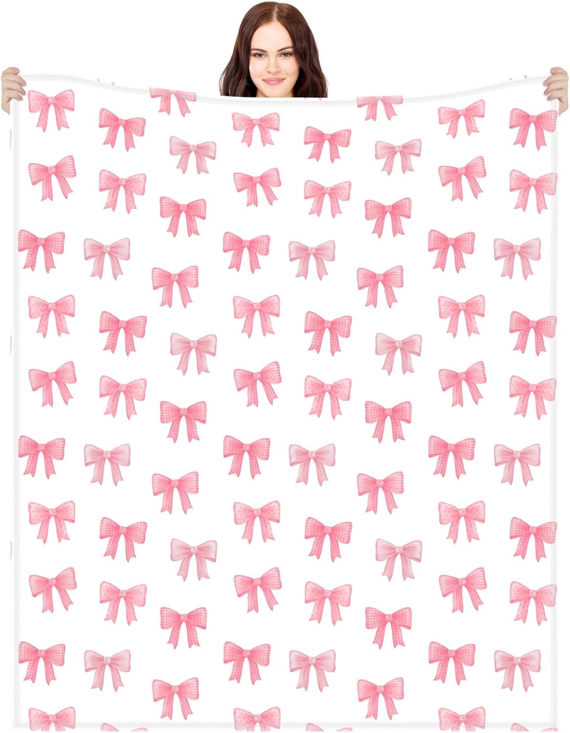 Bow Throw Blanket- PASTEL PINK