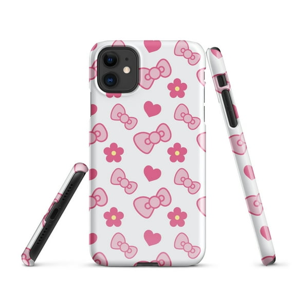 Coquette Pink Cartoon Bow Cell Phone Case, Hearts, Cellphone Case for Kids, Snap case for iPhone® (iPhone 11)
