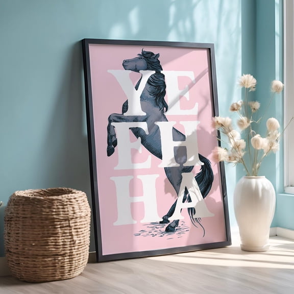 Coquette Pink Cowgirl Yee Haa Print Cute Girly Wall Art Unframed Paper Poster 8x10in