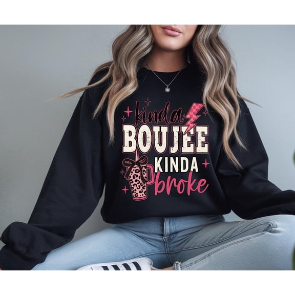 Coquette Pink Leopard Kinda Boujee shirt, Kinda Broke sweatshirt, Coquette Bow Snarky hoodie, Motivation shirt, Antisocial Shirt Tshirt All Size S-5XL