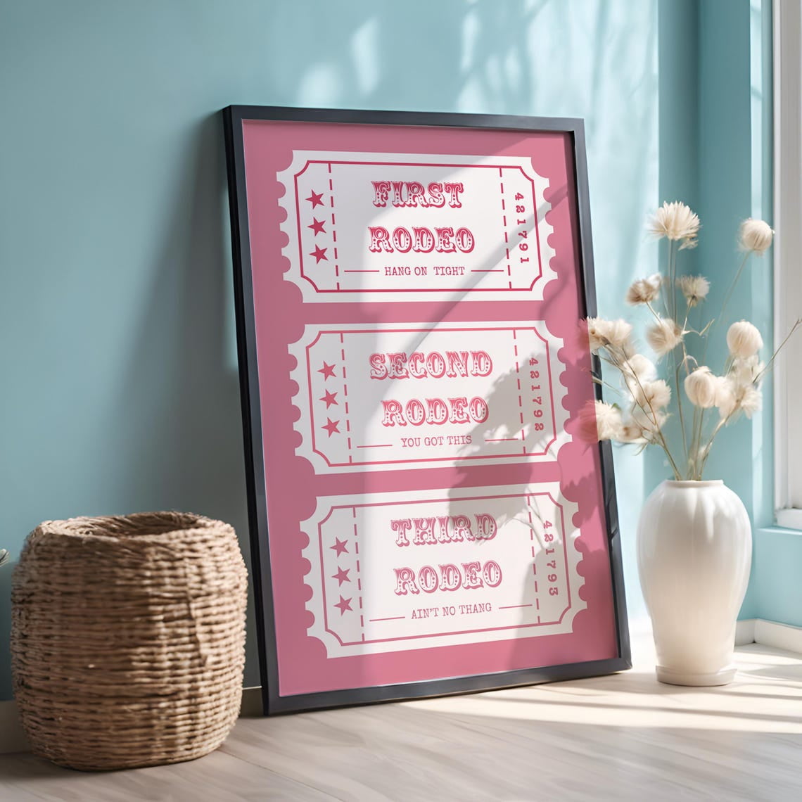 Cute Rodeo Print Coquette Pink Rodeo cowgirl Print Cute Girly Wall Art Unframed Canvas ...
