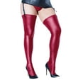 thumbnail image 1 of Coquette Plus Size Matte Wet Look Stay Up Thigh High Stockings, 1 of 3