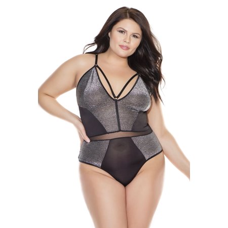 Coquette Plus Size Silver Shimmer Teddy
