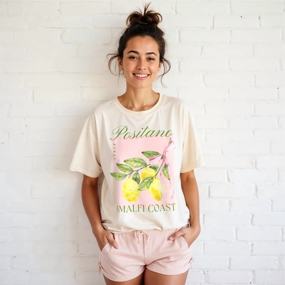 Coquette Positano Italy Shirt, Summer Aesthetic Travel Tee, Retro Amalfi Coast Beach Outfit, Vintage Italian Graphic Top, Lemoncore Tee TH1406B16