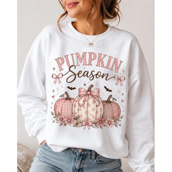 Coquette Pumpkin Season Sweatshirt, Cute Halloween Sweatshirt
