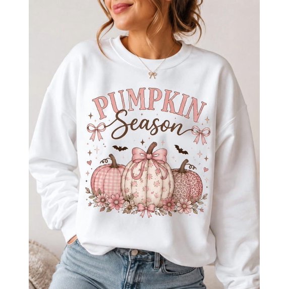 Coquette Pumpkin Season Sweatshirt, Cute Halloween Sweatshirt