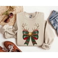 thumbnail image 1 of Coquette Reindeer Bow Christmas Sweatshirt, Christmas Tree Shirt, Christmas Sweatshirt, Girly Christmas Sweater, Coquette Bow Sweater, 1 of 5