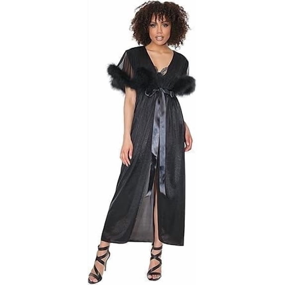 Coquette Valentine’s Day Luxury Robe, Black
