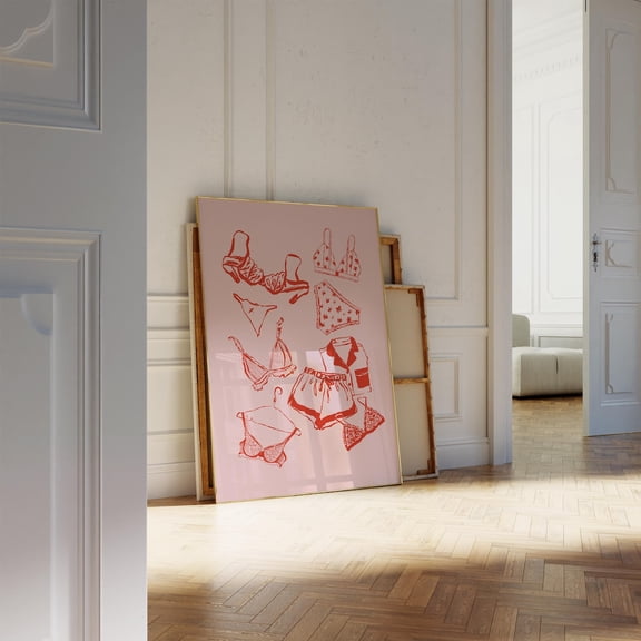 Coquette Room Laundry Poster Trendy Lingerie Wall Art