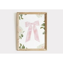 Coquette Roses Print, Pink Bow Wall Art, Vintage Girly Wall Art For Nursery/Bedroom, Or Home Decor #2285, 8x12 UNFRAMED