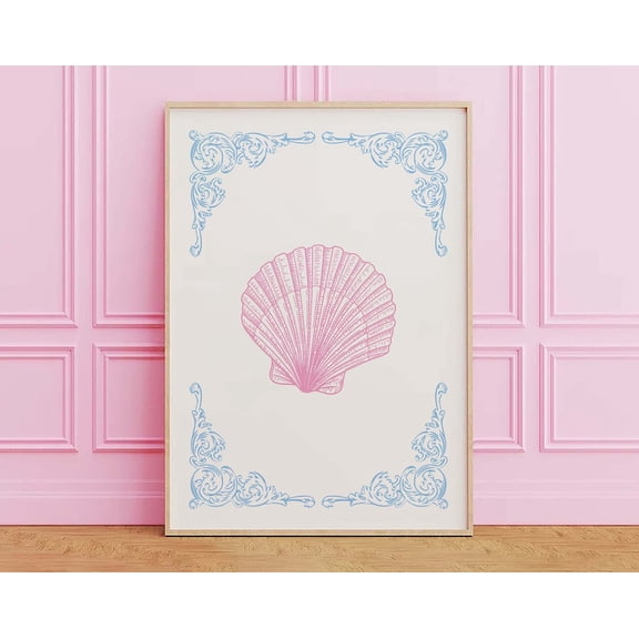 Coquette Seashell Print, Art, Cute Summer Art Print, Girly Wall Art, Trendy Beach House Decor, Coastal Wall Art Wall Art, Modern Wall Decor, 12x18 UNFRAMED