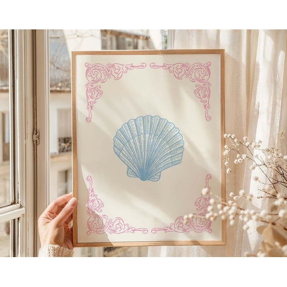 Coquette Seashell Print, Art, Cute Summer Art Print, Girly Wall Art, Trendy Beach House Decor, Coastal Wall Art Wall Art, Modern Wall Decor, 8x12 UNFRAMED