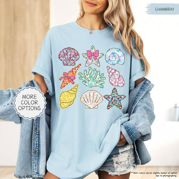 Coquette Seashell Shirt, Beach Shirt, Summer Shirt, Ocean Lover Shirt, Seashell Beach T-Shirt, Beach Vacation, Gift For Her
