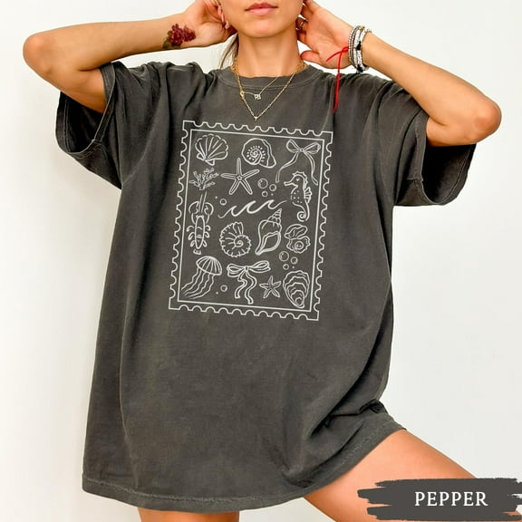 Coquette Seashell Shirt, Coastal Summer Tee, Beachy Shell Swim Crewneck, Trendy Shellfish Best Friend Gift, Ocean Bow Tshirt