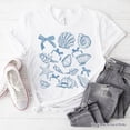 thumbnail image 1 of Coquette Seashell Summer Vibe T-Shirt, Natural and White Retro Beach Tee Gift for Ocean Lover, 1 of 8