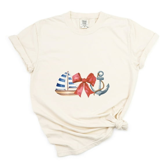 Coquette Ship Anchor - Women's Garment Dyed Graphic T-Shirt