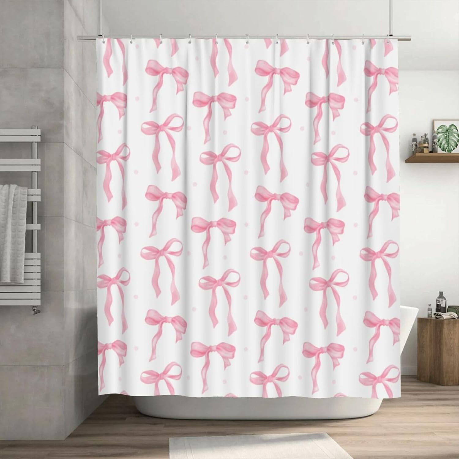 Coquette Shower Curtain Pink Bow Fabric Shower Curtains for Bathroom ...
