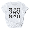 thumbnail image 1 of Coquette Skulls and Bows T-Shirt, Gothic Halloween Tee for Stylish Women, 1 of 8