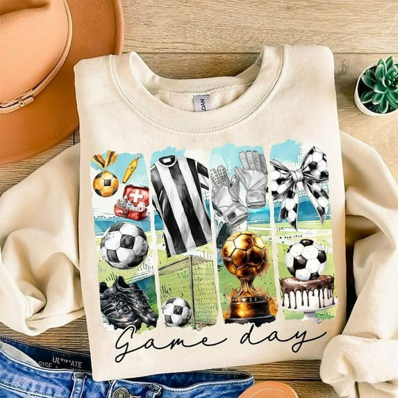 Coquette Soccer Mama Sweatshirt, Game Day Bow Brushstroke Retro Soccer Mom Crewneck, Sports Sweater